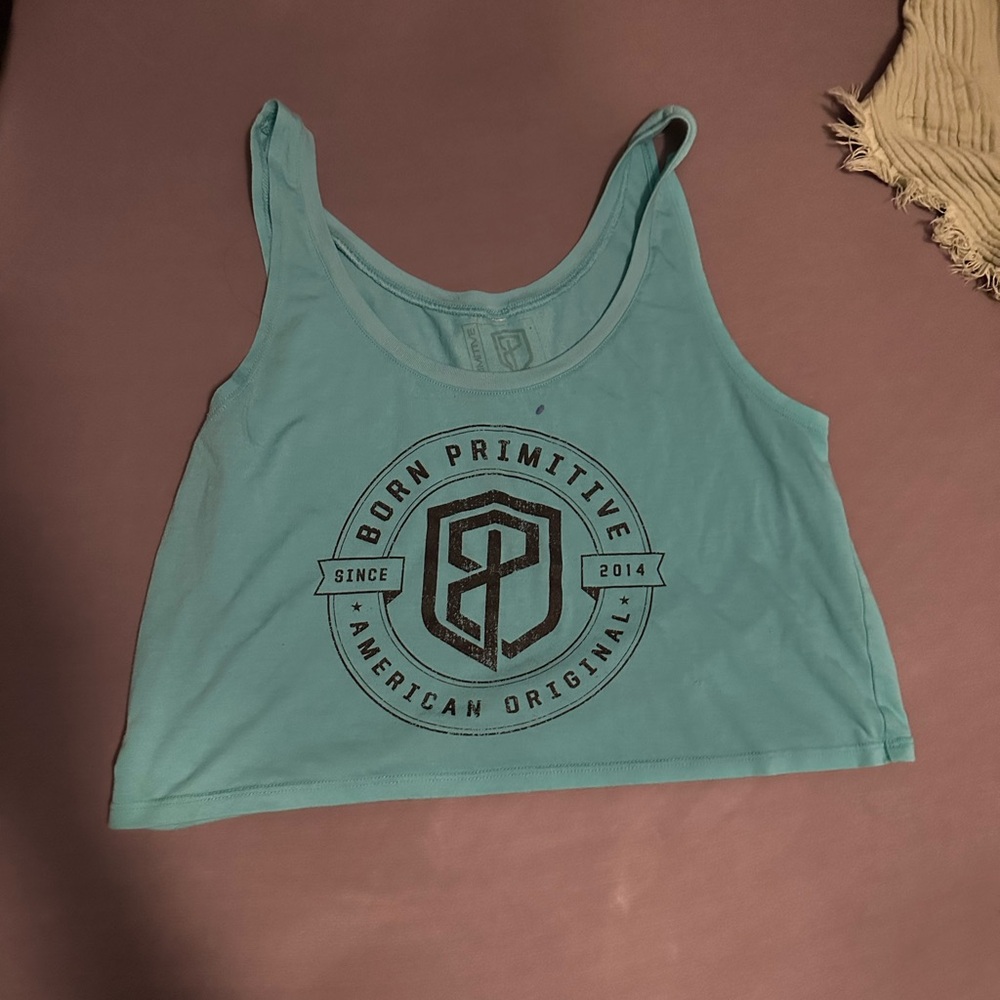 Born Primitive Green Sleeveless Crop Tank Top